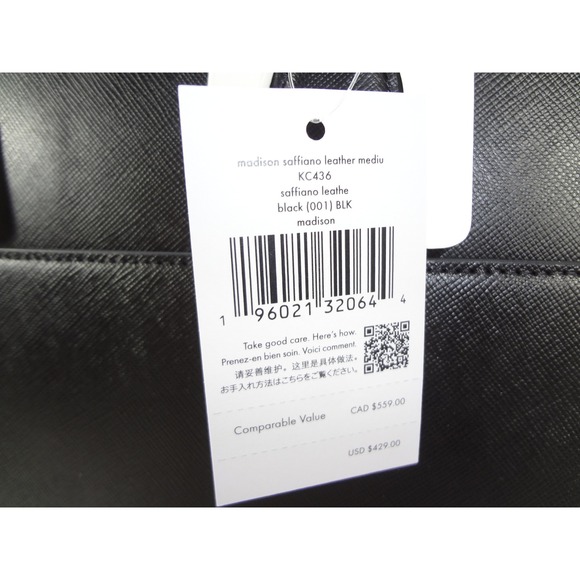 NWT Kate Spade Madison Saffiano Leather Medium Satchel Black Gold-Tone Hardware - Picture 8 of 9